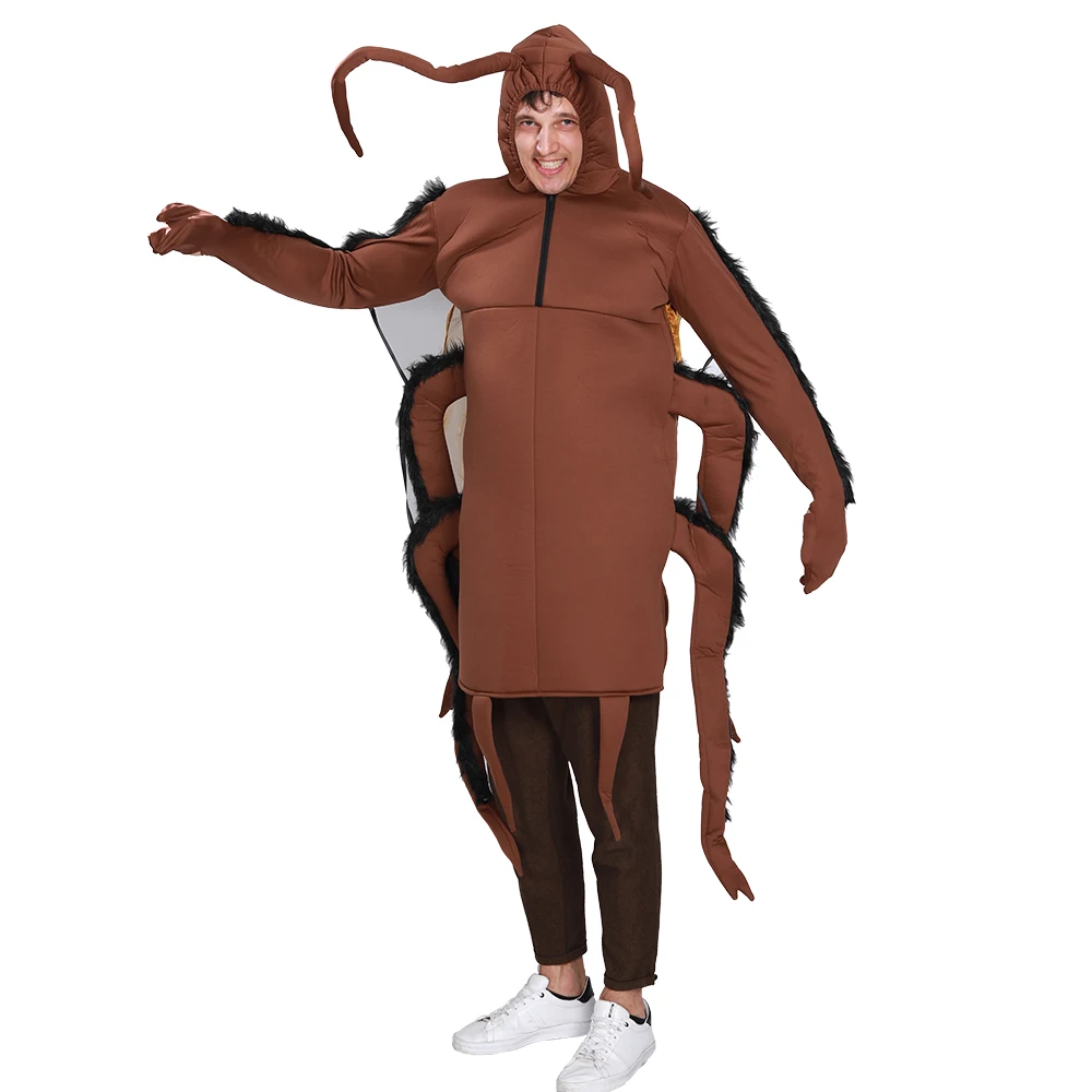 SNAILIFY Funny Men's Cockroach Jumpsuit Cosplay Halloween costume for Adult Insect Romper Carnival Party Fancy Dress