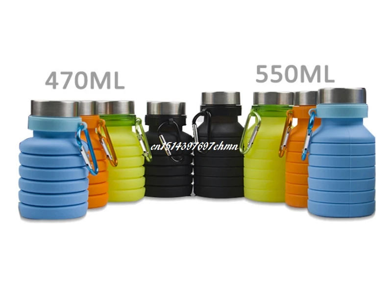 100pcs/lot 550ML Portable Silicone Folding Water Bottle Retractable Outdoor Climbing Travel Collapsible Sports Kettle B8011