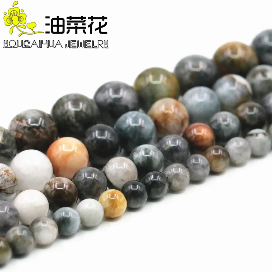 

Round 6 8 10 12MM Gray South African Eagle Eye Stone Necklace Beads Necklace DIY Fashion Jewelry Making Design Mother's Day Gift