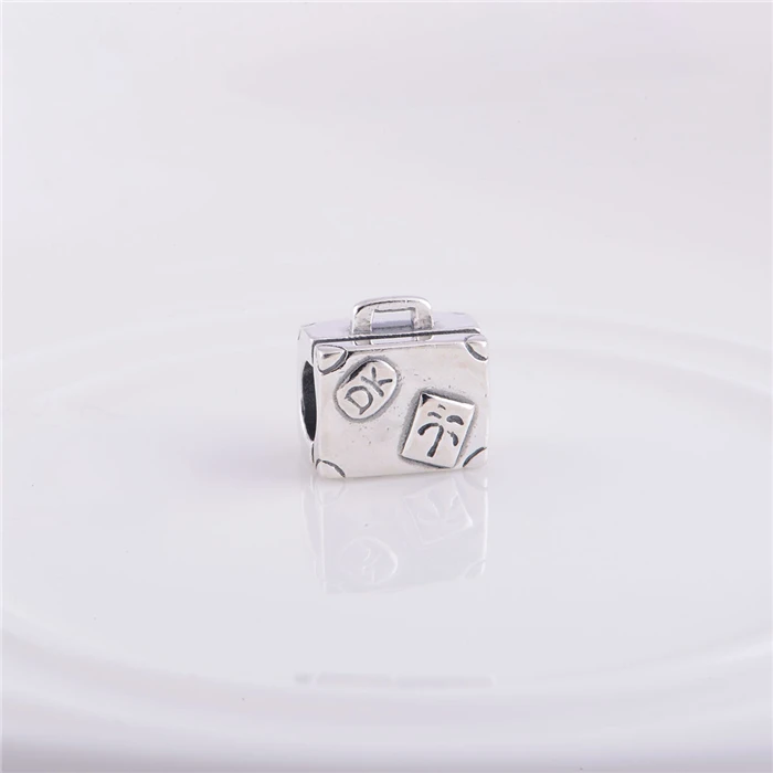 

LW102 Travel to Paris Suitcase Thread Charm Beads Vintage 925 Sterling Silver Charm Beads Fits Pandora Bracelet Jewelry