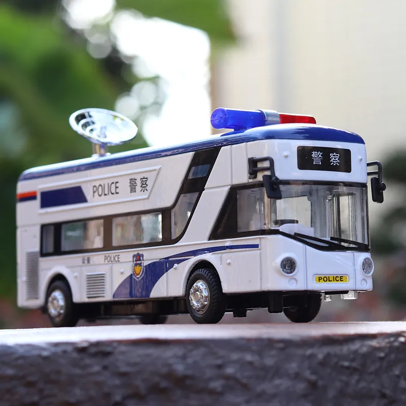 Sale limited 1:36 city police bus alloy car model,simulation die-cast metal sound and light back force model car,free shipping