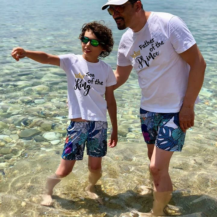 

Father Son Matching Tees Dad of A Prince Son of A King Summer Shirts Daddy and Kid Matching Outfit Boys Tee Outfits