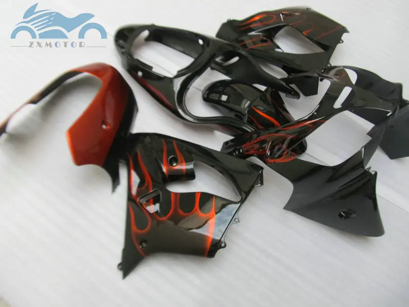 Full set fairing kits for KAWASAKI Ninja ZX9R 00 01 motorcycle sport fairings kit 2000 2001 ZX 9R orange flame ABS Plastic parts