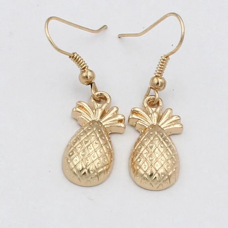 gold color small cute pineapple earrings for women alloy nickel free jewelry accessories fashion bijoux femme gifts fj820