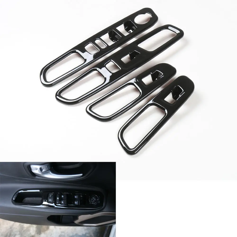 4 pcs/set ABS Car Inner Door Armrest Window Lift Button Cover Trim Frame Decoration fits for Jeep Renegade 2015 2016 Car Styling