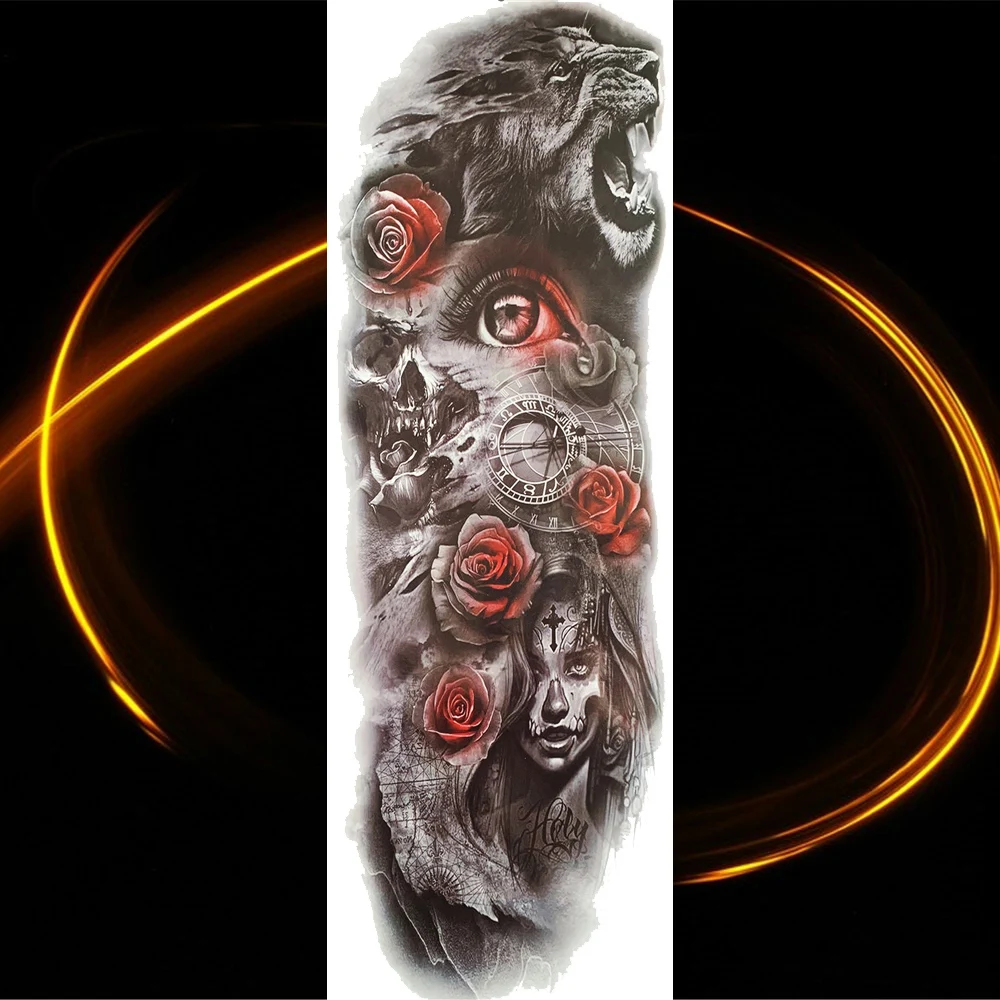 3D Mars God Hero of Sparta Full Arm Temporary Tattoo Sticker For Men Women 48x17CM Large Fake Tattoo Big Body Art Tatoo Ares