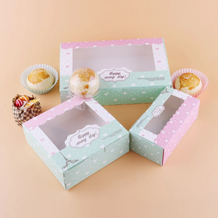 

100PCS Gift Paper Box With Window Wedding Party Heart Tower Kraft Paper Box Cake Food Packaging Sweety Candy Cookies Supplier