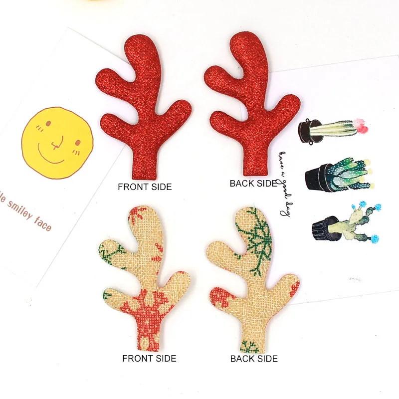 30PCS/Lot Mix Style Christmas Antlers Padded Applique Crafts for Children Headwear Hair clip Accessorie and Garment Accessoires