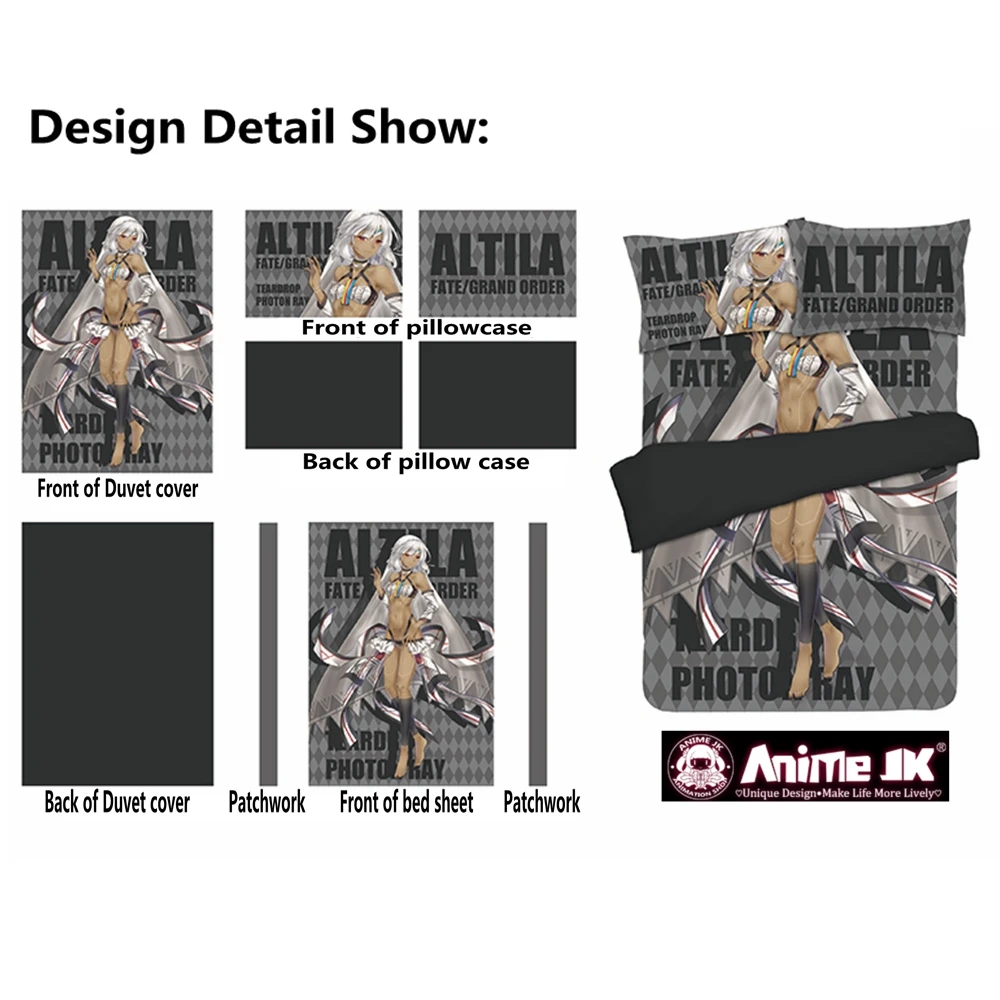 Anime JK Fate Grand Order Altera Saber Attila Cosplay Comforter Set Bedding Set Sheet Quilt Cover Pillowcase FGO Game Home Decor