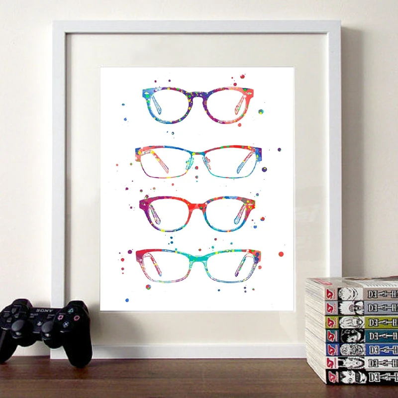 Watercolor Optometry Art Painting Wall Picture , Modern Glasses Canvas Art Prints And Poster Ophthalmology Gift Wall Decor