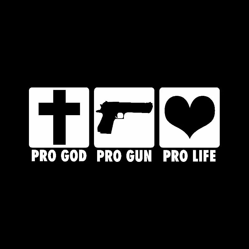 YJZT 15.6CM*6.1CM PRO GOD PRO GUN PRO LIFE Vinyl Decal Car Sticker Jesus Christ Christian Black/Silver C3-1454