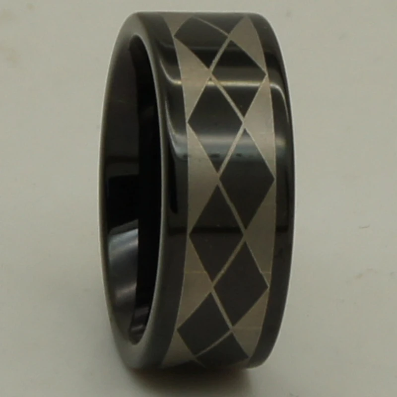 2tone black pattern plating 8mm men/women  hi-tech  wedding tungsten ring