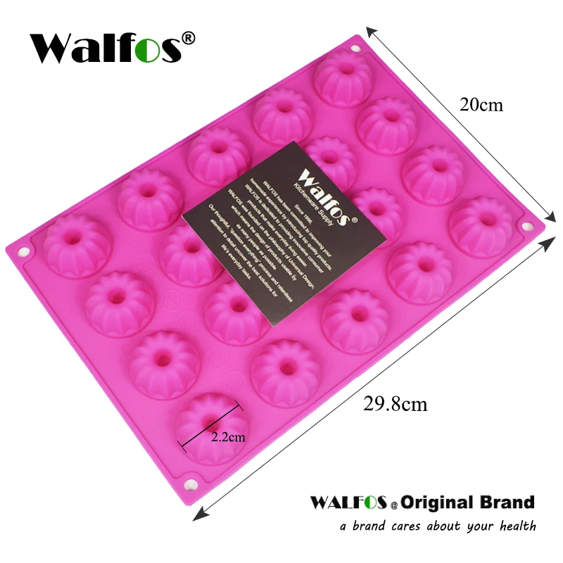 WALFOS 20-Cavity Germany Mini Fancy Bundt Savarin Cake Pan Silicone Mold Pudding Chocolate Bakeware Chiffon Mould