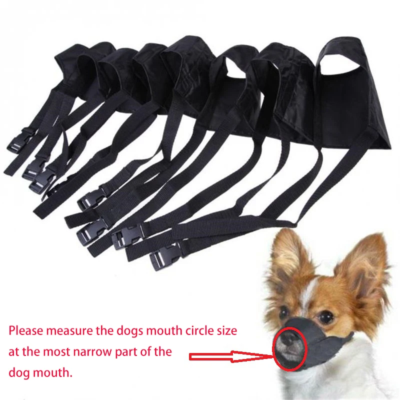 Pet Nylon Adjustable Mask Bark Bite Soft Mouth Muzzle Grooming Anti Stop Chewing For Small Large Dog Black