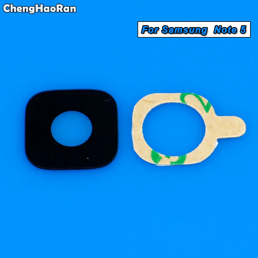ChengHaoRan-Reemplazo de lente de cristal de cámara trasera para Samsung Galaxy Note 3, 4, 5, 8, cubierta de lente de cristal de cámara + pegatina