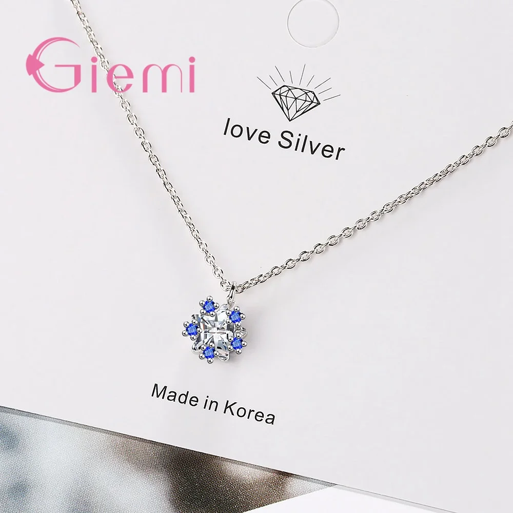 Fashion Jewelry Collier 925 Sterling Silver Silver Metal Chain Statement Pendant Necklace Wedding Cubic Zircon Korean Choker