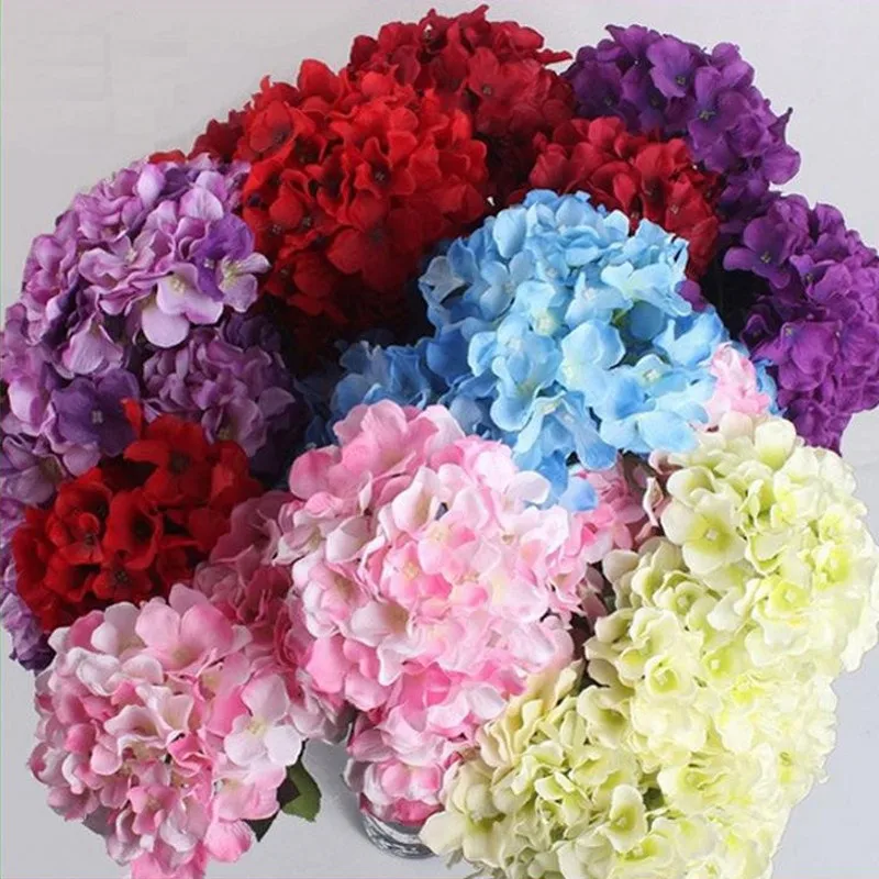 

Upscale Artificial Hydrangea Flowers Head Holiday Wedding Decorations DIY Accessories 15CM Diameter 23 Colors Free Shipping