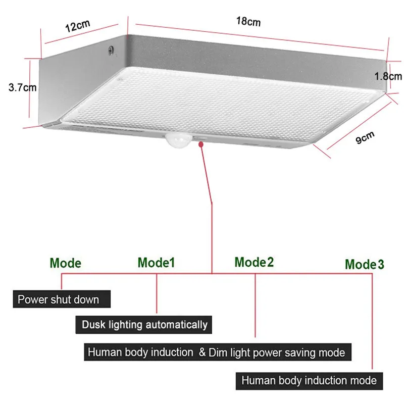 

1Pcs 48LED Solar Light Outdoor Motion Sensor Garden Pathway Wall Light LED Spotlight Solar Powered Panel Street Light 3 Modes