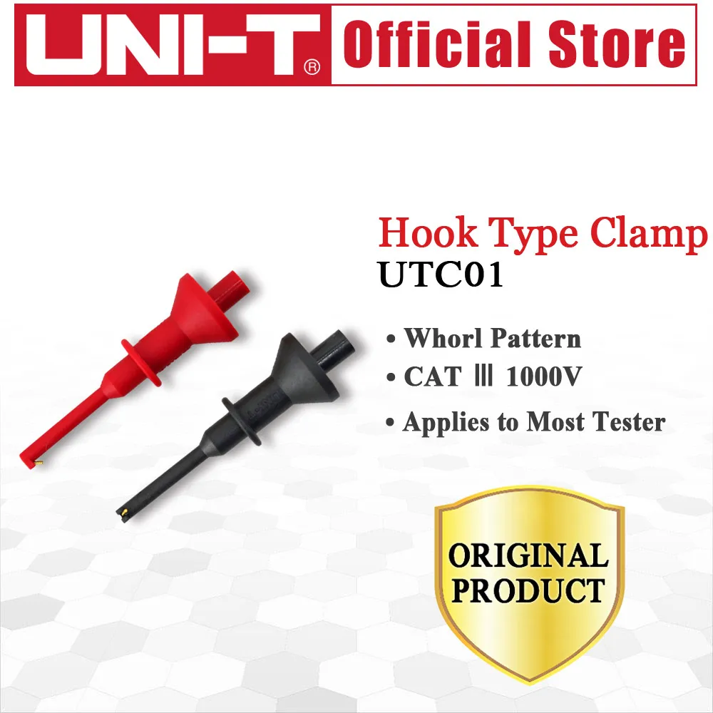 UNI-T UTC01 Hook Type Test Clamp Whorl Pattem Safety Handle alligator clip