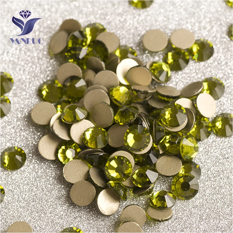 YANRUO 2058NoHF SS3-SS34 Olivine Crystal Stone Glue On Strass Flat Back Non Hotfix Nail Art Glass Rhinestone DIY