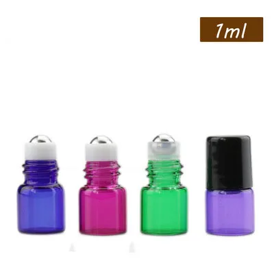 500Pcs/Lot 1ml 2ml Mini Roll On Bottles For Essential Oil  Roll-on Refillable Perfume Bottle Deodorant Container With Black Lid