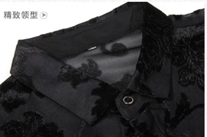 Paisley Floral Lace Shirt Men 2022 Luxury Embroidery Transparent Mens Dress Shirts See Trough Sexy Club Party Prom Social Shirt