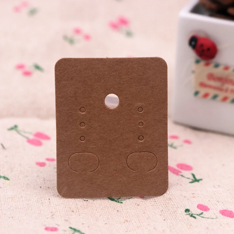 Hot Sale 100Pcs/Lot 3.8x4.8cm Paper Earrings Card Ear Studs Display Packaging Cards Rectangle Jewelry Holder Cards Brown White