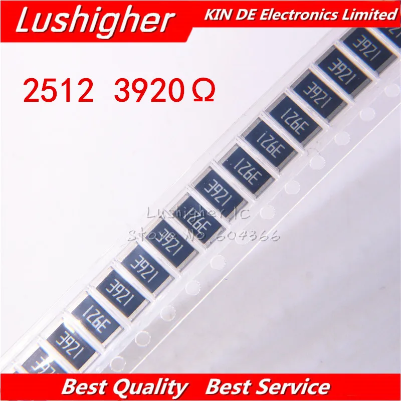 50PCS 2512 SMD Resistor 1W 1% 3920R 3.92K 3920 Ohm 3920ohm marking: 3921