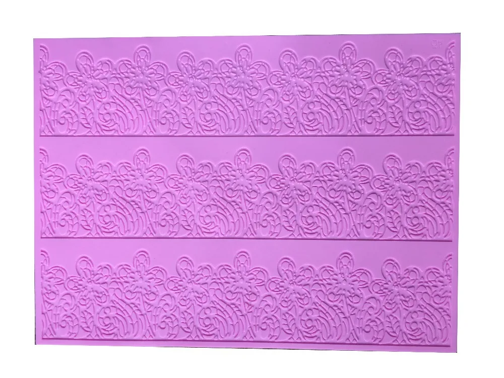 New arrived free shipping Dandelion lace cooking tools edge of cake Silicone Impressing Mat Fondant Cake mold Sugar Decorating