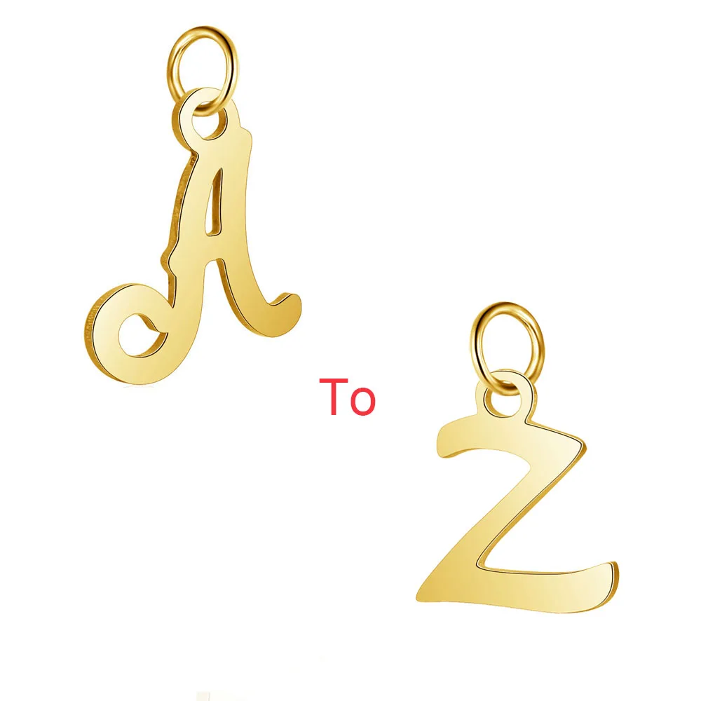 

26pcs/Lot Stainless Steel Gold Color High Polish Cut Out Alphabet Charms DIY Initials From A-Z Pendant Accessories Jewelry