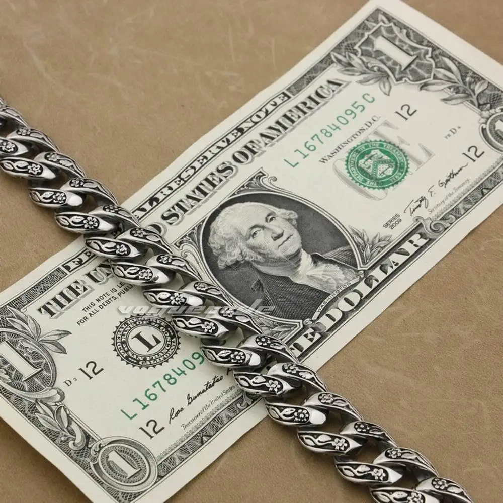 10 Lengths 316L Stainless Steel Rose Flower Mens Biker Rock Punk Bracelet 4R013A