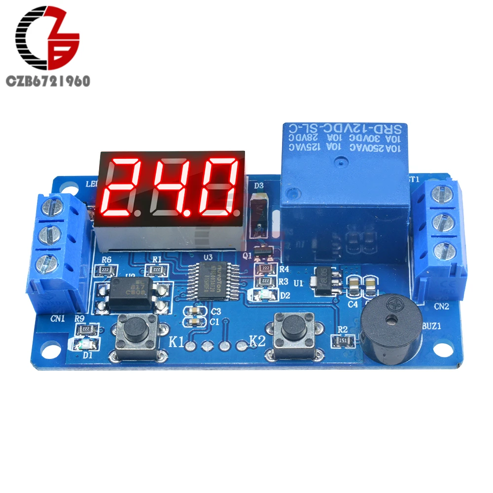 Dc 12V Led Digitale Tijdrelais Module Timer Relais Tijd Schakelaar Trigger Timing Board Plc Automation Auto zoemer