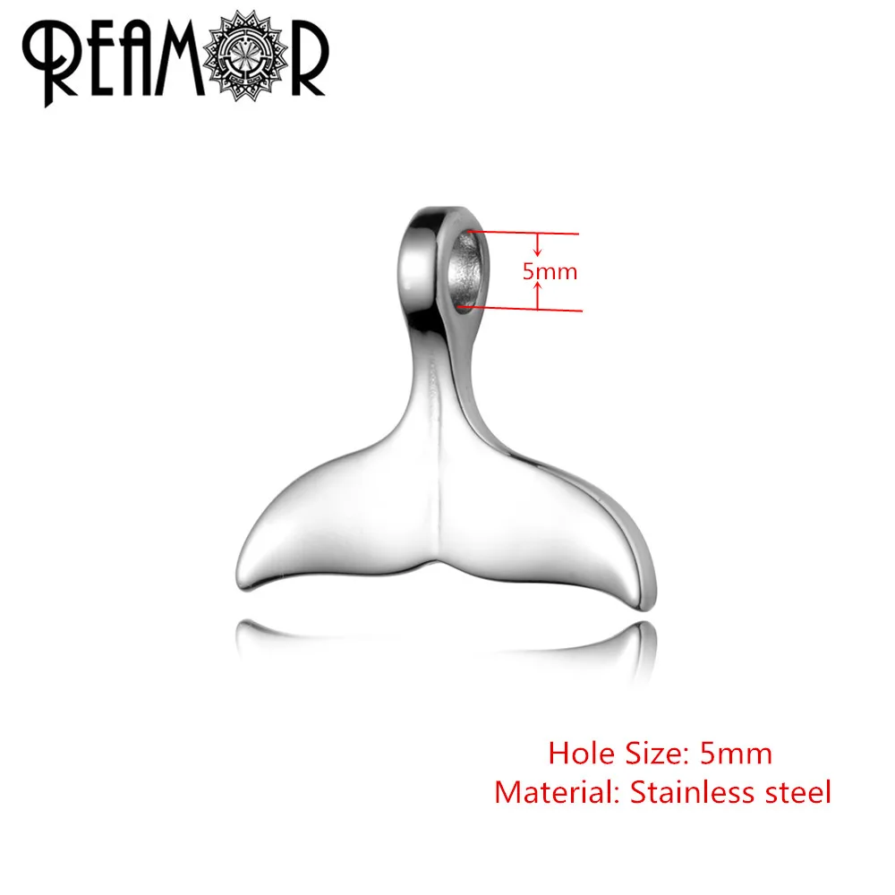 REAMOR 2pcs 316l Stainless steel Fishtail Necklace Pendant Charms For Leather Bracelet Hook Clasp Jewelry Making DIY Accessories