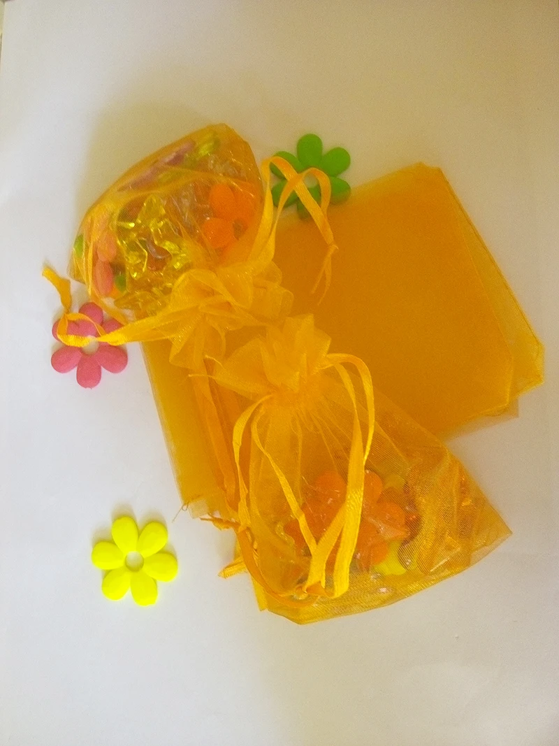 17*23 cm 50 Uds bolsa de Organza bolsa con cordón naranja bolsas de embalaje de joyería para té/regalo/comida/dulces pequeña bolsa transparente bolsa de hilo