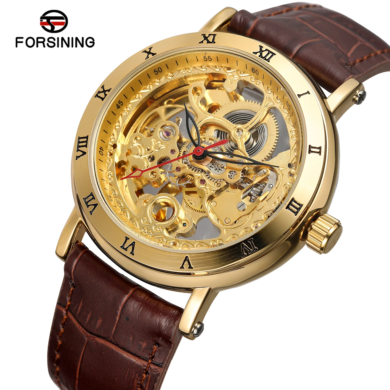 Top Brand Automatic Mechanical Mens Watches Luxury Carved Skeleton Dial Leather Strap Fashion Business Wristwatch Man