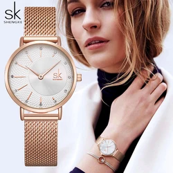 SHENGKE Women Watches Top Brand Luxury Crystal Watch Women Fashion Rose Gold Women's Watches Clock Reloj Mujer Montre Femme