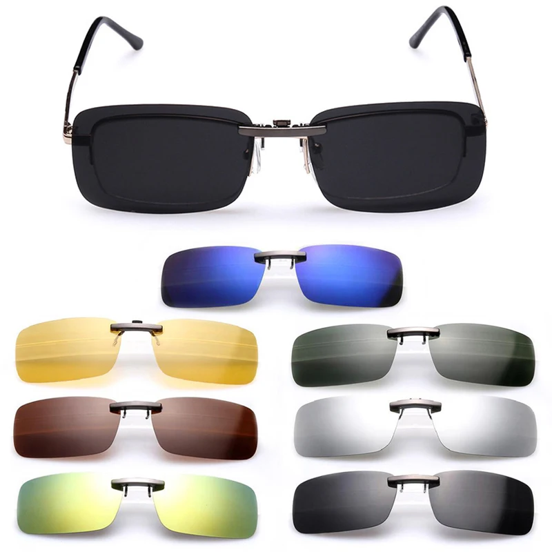 Polarized Clip On Sunglasses Men Driving Night Vision Lens Sun Glasses Male Anti-UVA UVB For Women & Man Oculos