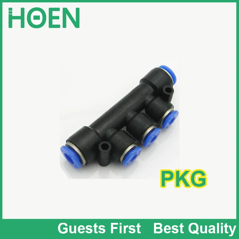 

20 pcs PKG Reducing Unequal five-way PKG6-4 Tee redecer 6mm to 4mm Air Tube Fitting One touch push In pneumatic fitting