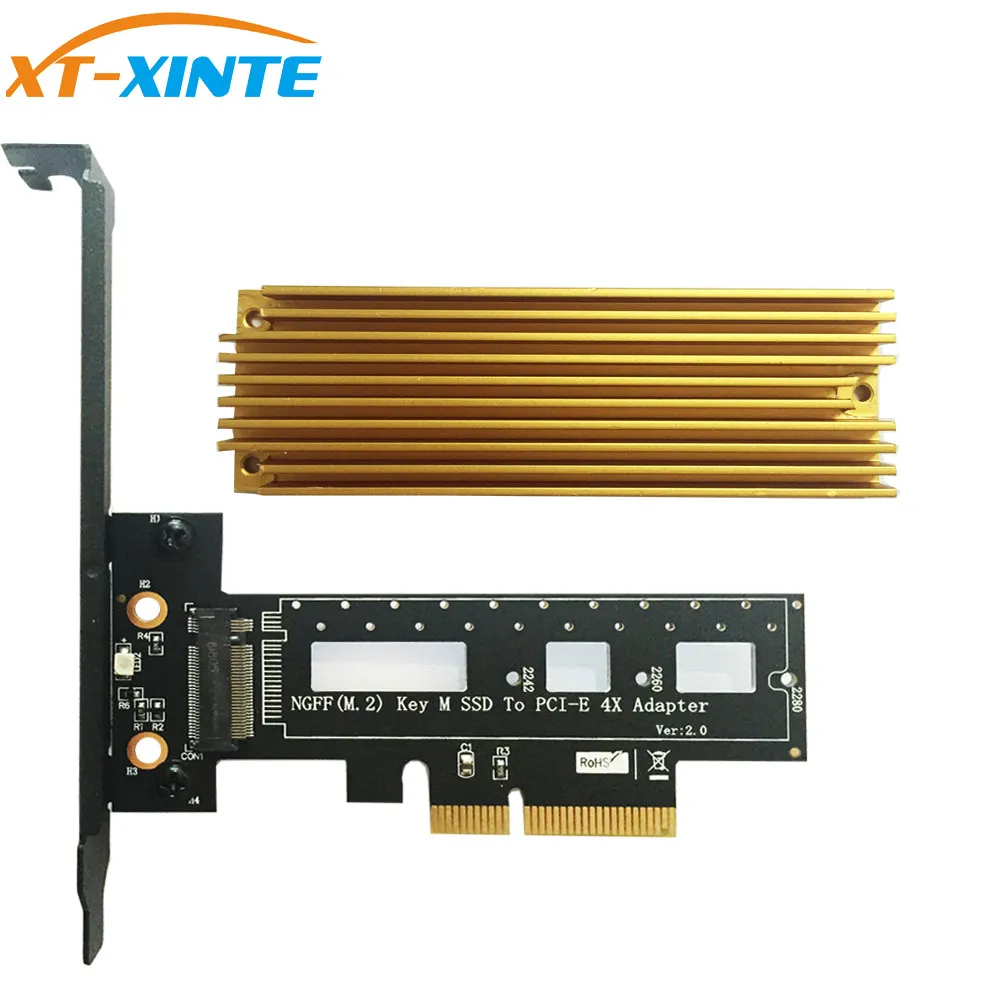 

Ключ M.2 SSD Type-PCIE PCI-E PCI Express 4X, адаптер с радиатором, компьютерный адаптер для NVMe SSD