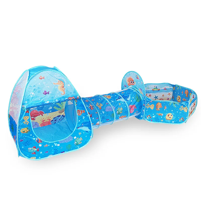 Toys Tunnel Tent Ocean Series Cartoon Game Ball Pits Portable Pool Foldable Children Outdoor Sports Educational Toy With Basket