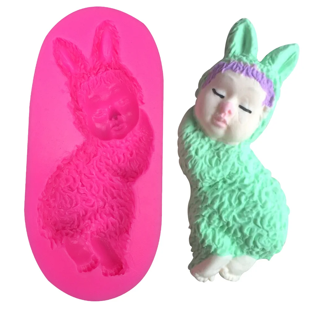 3D baby rabbit soap mould chocolate cake decorating tools DIY baking fondant silicone mold kitchen Baking accessories T0345