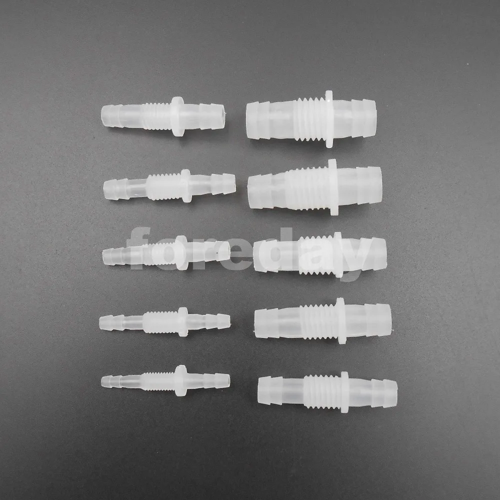 1000PCS Through-plate joint Plastic over-plate PP threaded two-way joints straight Screwed pipe tube connector Nipple *FD800-809