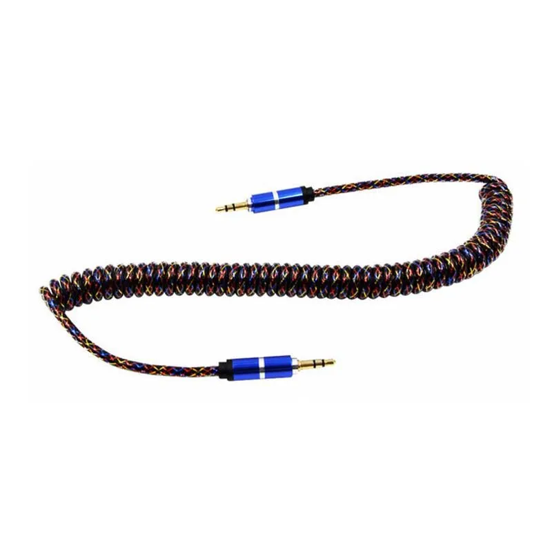 JINCHI كابل مساعد جاك 3.5 مللي متر الصوت كابل الذكور إلى الذكور سيارة كابل مساعد النايلون Bradied مطلية بالذهب مساعد كابل للسيارة 1.8 متر