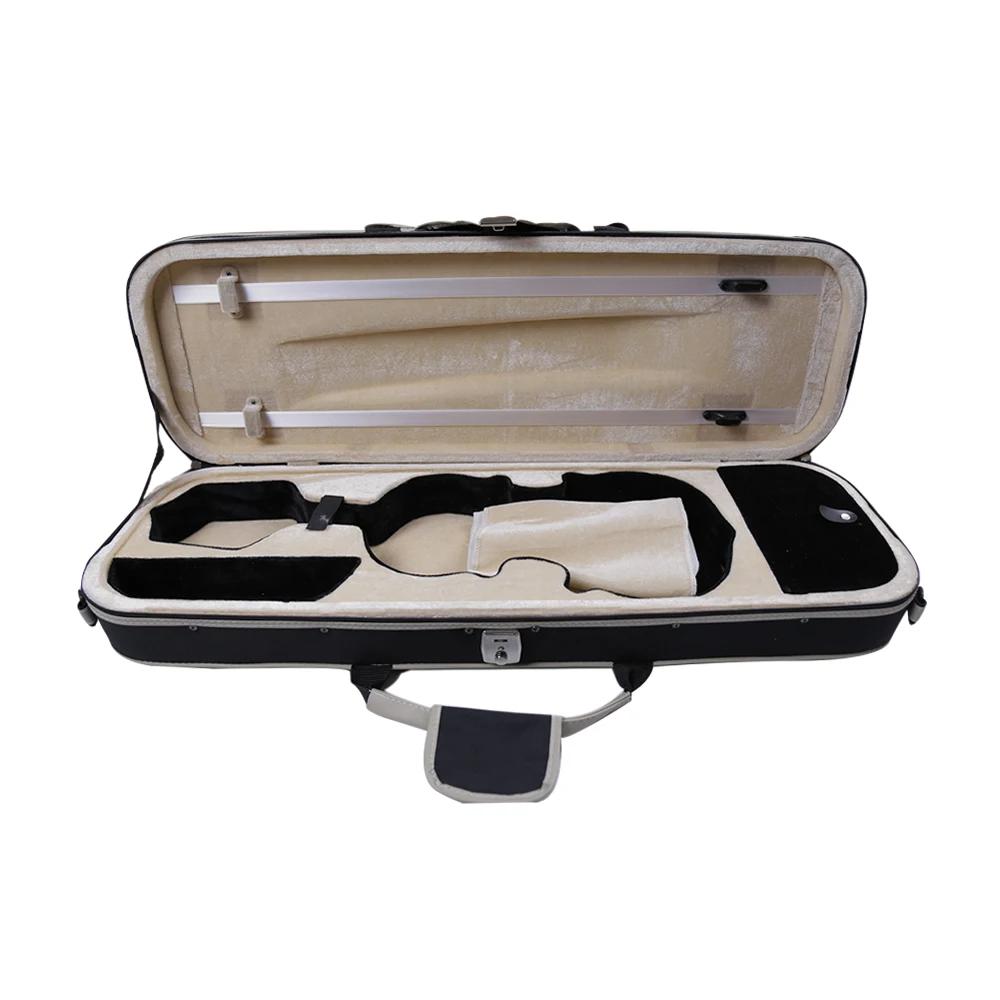 TONGLING-High Grade Over-edging Violin Case, Hygrometer, Black Canvas, Professional Violin Accessories