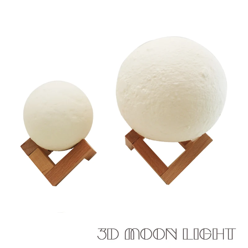 

3D Print Moon Lamp LED Night Light Rechargeable 2 Color Change Touch Switch for Bedroom Bookcase Decoration Creative Gifts