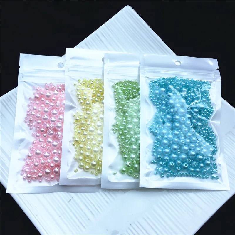 Mix 3/4/5/6/8mm 250pcs With Hole Colorful Pearls Round Acrylic Imitation Pearl Beads Diy for Jewelry Making/Nail Art