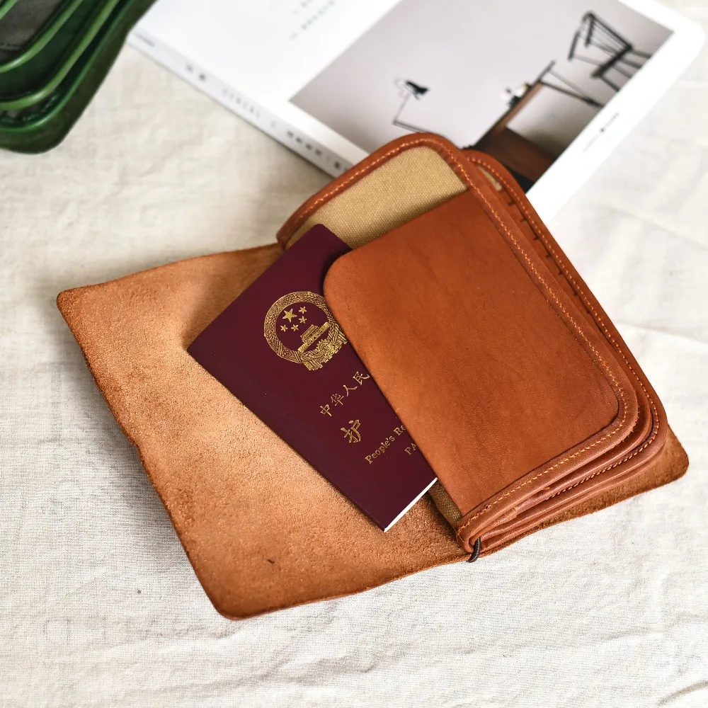 Genuine Leather Original Handmade Men Wallet Retro Trend Luxury Long Man Purse High Quality Wallets Cards Holder Passport Purses