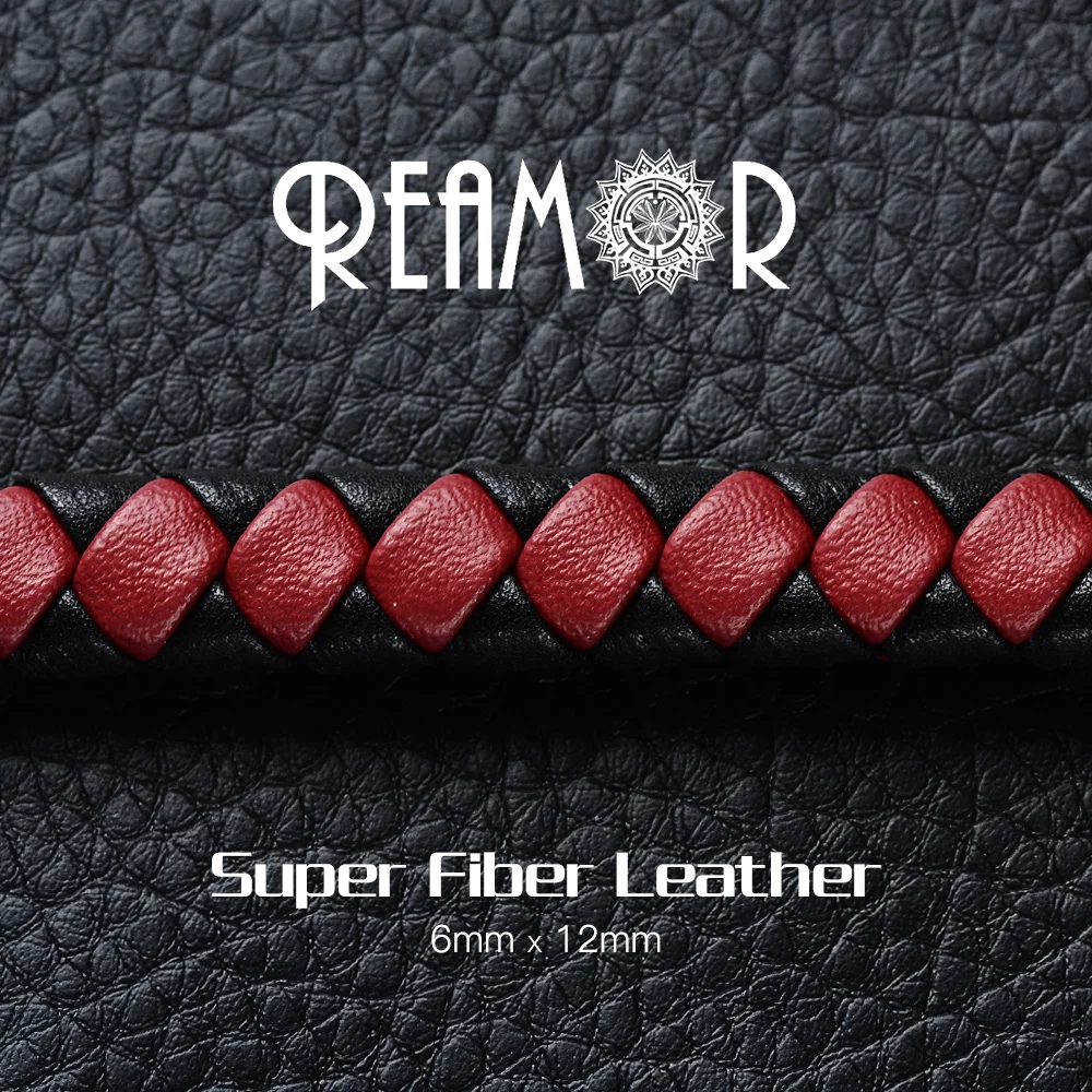 REAMOR New 12*6mm Black Mixed Brown Red Super Fiber Braided Leather Rope DIY Bracelet PU Wide Leather Cords For Jewelry Making