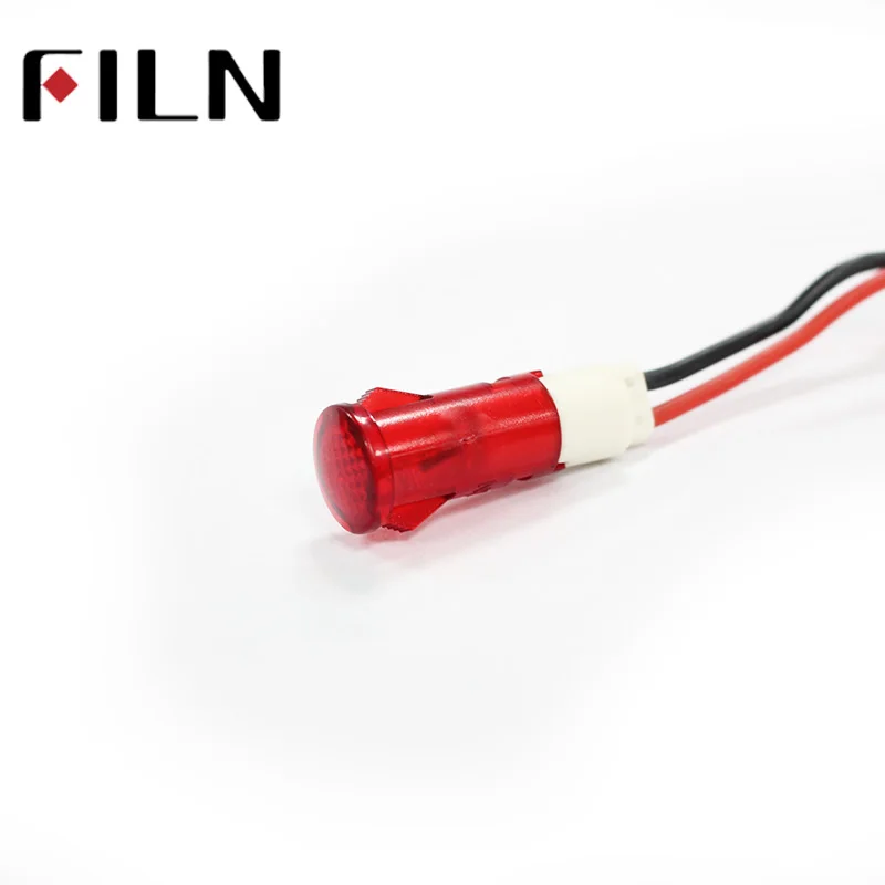 Filn 10 Mm Diameter 6 V 12 V 24 V 120 V 220 V Plastik Merah Kuning Hijau Pemanas Air lampu Indikator dengan Kawat