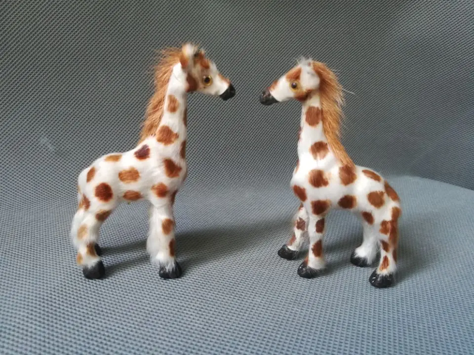 Mini girafe en polyéthylène et fourrure, jouet réel d'environ 10x5cm, accessoires de décoration pour la maison, jouet cadeau d0104